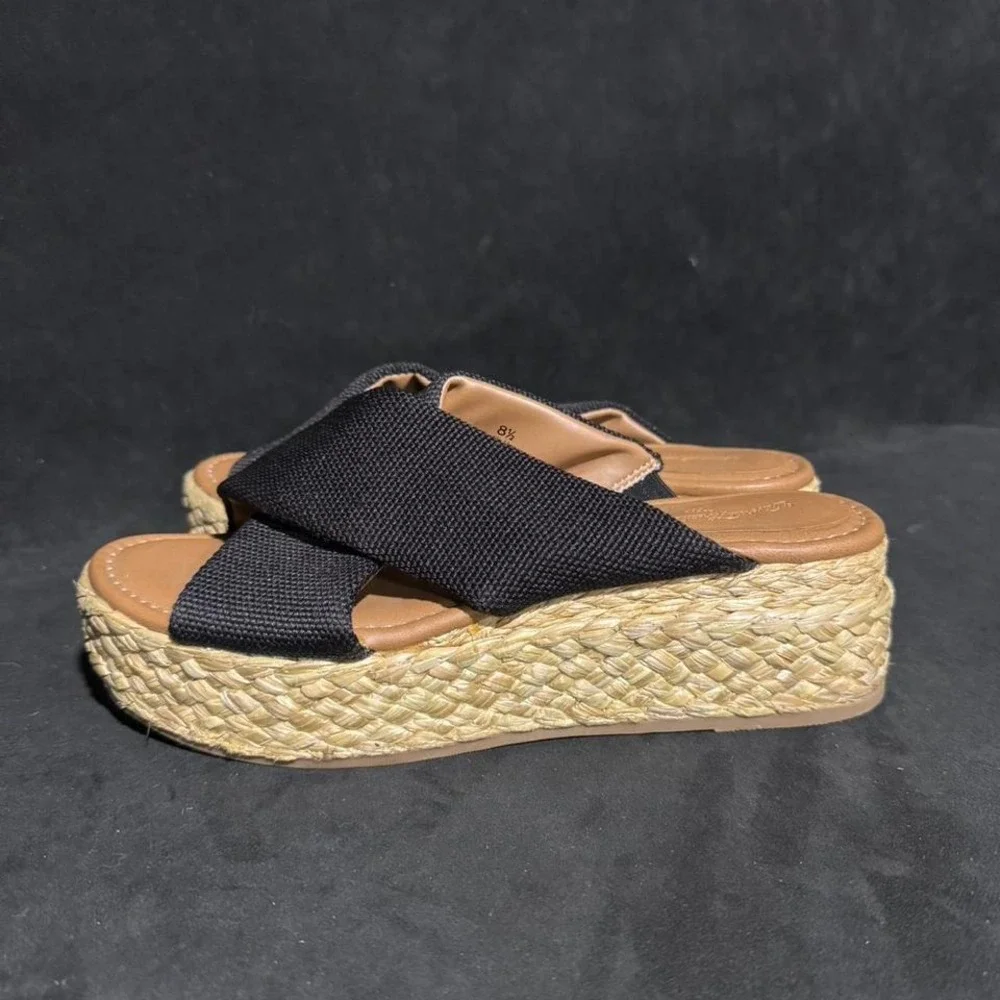 Black Espadrille Wedge Sandals‎ (Women's 8.5)